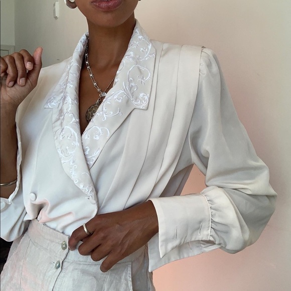 Authentic Original Vintage Style Tops - Vintage French cuff blouse